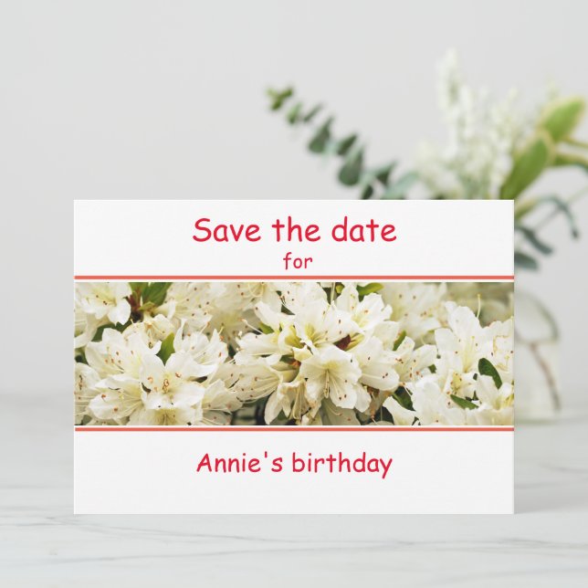 Reserve A Data Birthday Flat Save The Date Card (Em pé/Frente)