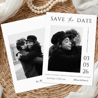 Reserve A Data Black And White Minimal Typography Photo Wedding