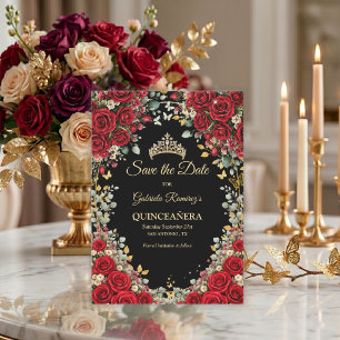 Reserve A Data Black e Red Golden Butterfly Quinceañera