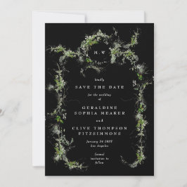 Reserve A Data Black Eucalyptus Wreath Monogram Photo Wedding