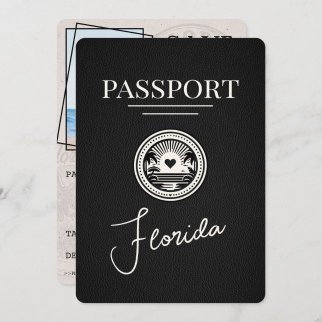 Reserve A Data Black Florida Passport Salvar a data (Frente/Verso)