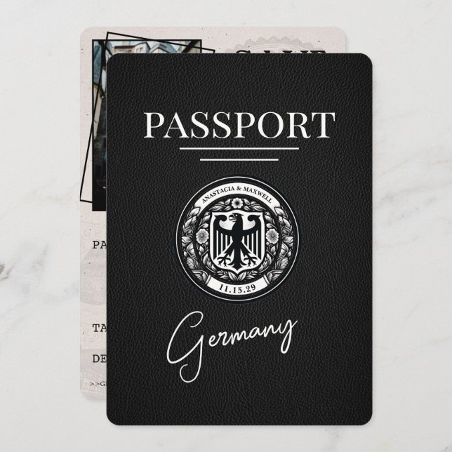 Reserve A Data Black Germany Passport Save Date (Frente/Verso)
