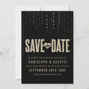 Reserve A Data Black & Gold Glitter Look Save The Dates
