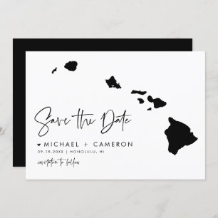Reserve A Data Black Hawaii Map Modern Minimalista Script