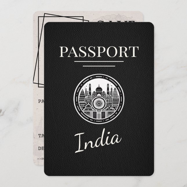 Reserve A Data Black India Passport Salvar a data (Frente/Verso)