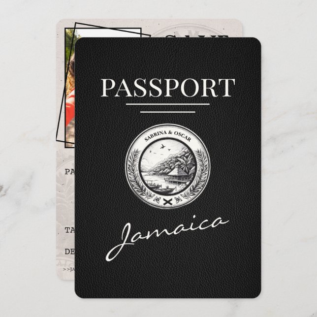 Reserve A Data Black Jamaica Passport Salvar a data (Frente/Verso)