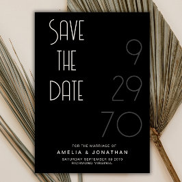 Reserve A Data Black Matte Simple Minimal Wedding Save The Date
