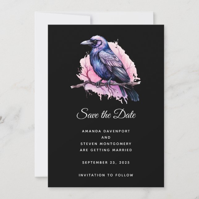 Reserve A Data Black Raven em um Casamento de Ilustração de Ramif (Frente)