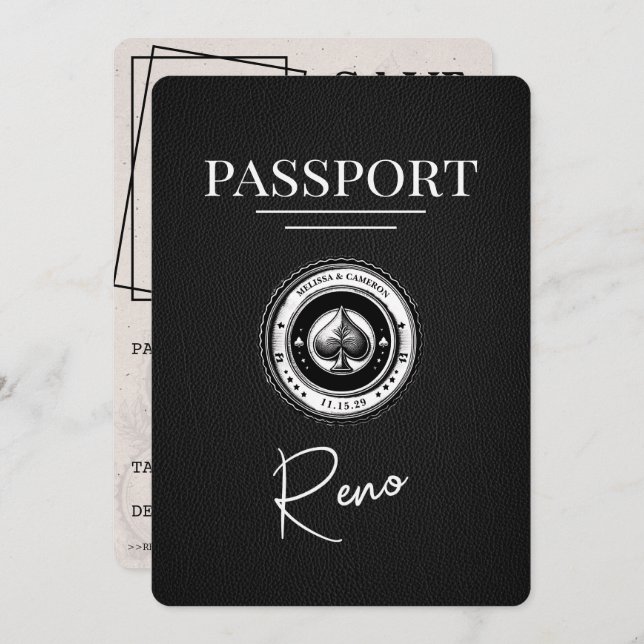 Reserve A Data Black Reno Passport Salvar a Data (Frente/Verso)
