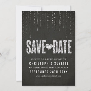 Reserve A Data Black & Silver Glitter Look Save The Date