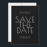 Reserve A Data Black Wedding | Clean Typography Photo & QR Code<br><div class="desc">This modern save the date wedding card features a black background on both the front and back, creating a clean, cohesive look with strong contrast and minimalist appeal. The simple typography stands out clearly, making the announcement feel confident, contemporary, and well structured. The back side includes space for a personal...</div>