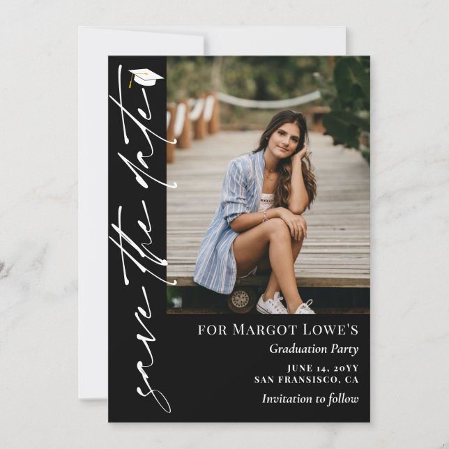 Reserve A Data Black White Calligraphy Graduation (Frente)