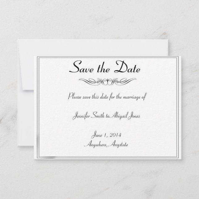 Reserve A Data Black White Elegance Brides Casamento Salve a Data (Frente)