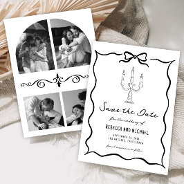 Reserve A Data Black & White Hand Drawn Bow Photo Wedding