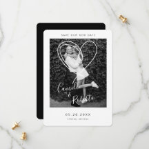 Black & White Heart Save Our New Date Modern