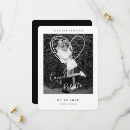 Reserve A Data Black & White Heart Save Our New Date Modern