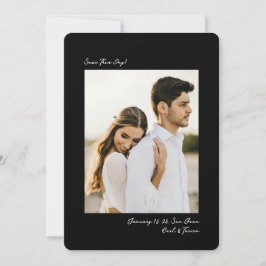 Reserve A Data Black White Modern Insta Photo Film Simple Wedding