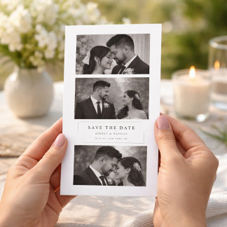 Reserve A Data Black & White Wedding Save the Date Photo Card