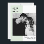 Reserve A Data Bloco de cores da Mint com Foto de Tipografia Mode<br><div class="desc">Bloco de cores da Casa da Casa da Moeda com Tipografia Moderna Foto Salve o Anúncio da Data. Salve personalizável a data com tipografia moderna com fundo de hortelã e bloco de cor branca. Esta data moderna salva a data é perfeita para qualquer tema de casamento. Outras cores estão disponíveis....</div>