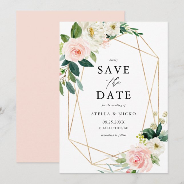 Reserve A Data Blogues de Primavera de Aquarela Geométrica (Frente/Verso)