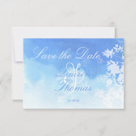 Reserve A Data Blue and White Watercolor (Azul e Branco) Salve o 