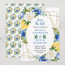 Reserve A Data Blue and Yellow Flowers Wedding