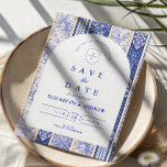 Reserve A Data Blue Delft Tile Patchwork Wedding<br><div class="desc">A timeless blue and white design inspired by classic Delft porcelain and French toile patterns. The patchwork tile border combines delicate florals, stripes, and ornamental motifs that evoke vintage European ceramics. A soft arched panel in the center keeps the layout refined and elegant while allowing the details of the porcelain-inspired...</div>