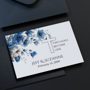 Reserve A Data Blue Floral Cross Dois Torna-Se Um Casamento
