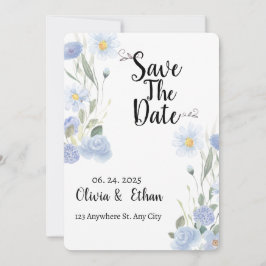 Reserve A Data Blue Floral Save the Date