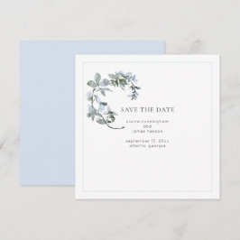 Reserve A Data Blue Floral Wedding Save the Date Card