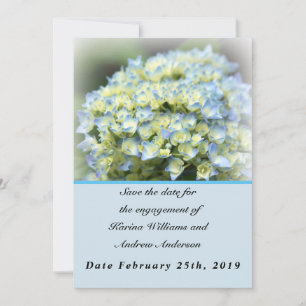 Reserve A Data Blue Hydrangea Flat Save The Date Card