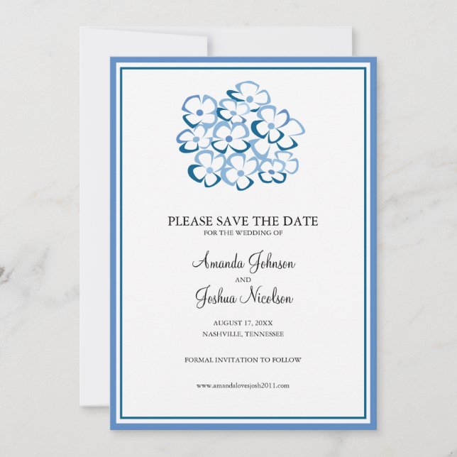 Reserve A Data Blue Hydrangea Floral Salvar a Data (Frente)