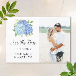 Reserve A Data Blue Hydrangea Floral Wedding Foto Salvar Data