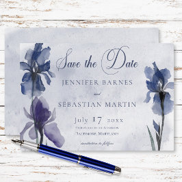Reserve A Data Blue Iris Flowers Casamento Moderno Azul