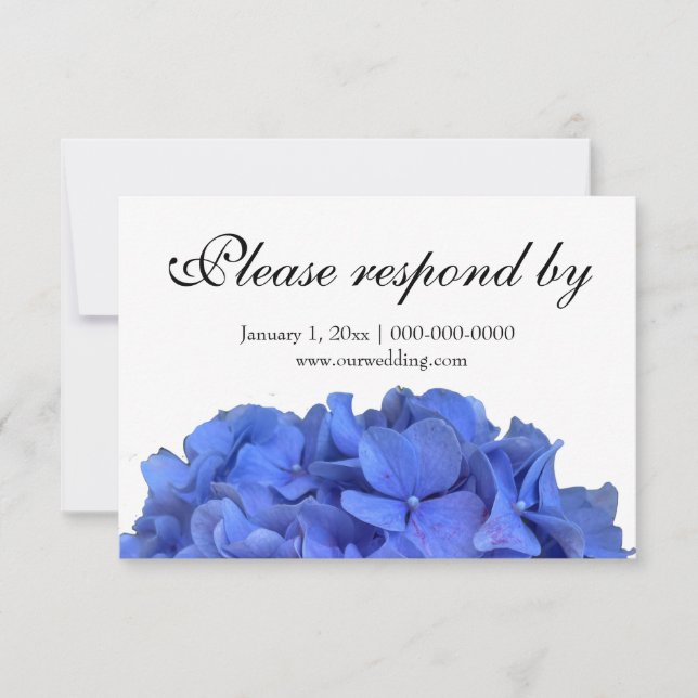 Reserve A Data Blue periwinkle elegant floral hydrangeas RSVP (Frente)