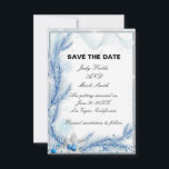 Reserve A Data Blue Pine Winter Christmas Save the Date Card (O N<br><div class="desc">Este belo cartão de identidade é uma na moda para anunciar o seu grande dia. Personalize o cartão alterando o texto nos campos fornecidos. Você pode alterar o estilo,  o tamanho e a cor da fonte.</div>