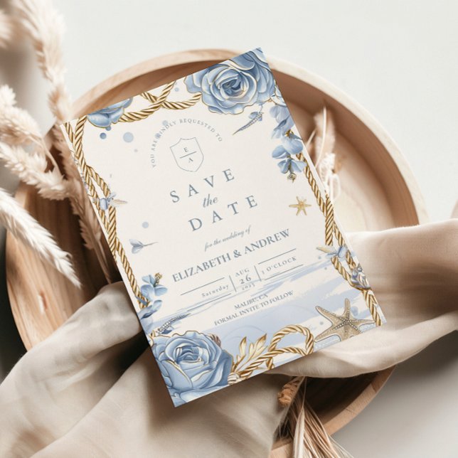 Reserve A Data Blue Rose Coastal Rope Wedding (Criador carregado)