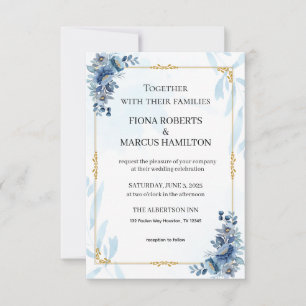 Reserve A Data Blue Rustic Floral Elegant Salvar a Data