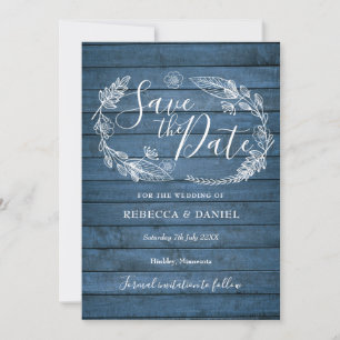 Reserve A Data Blue Rustic Wood Country Floral Salvar Data