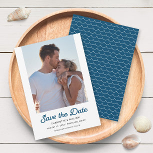 Reserve A Data Blue Waves Photo Save the Date Card