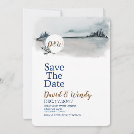 Reserve A Data Blue Winter Wonderland Weding date card