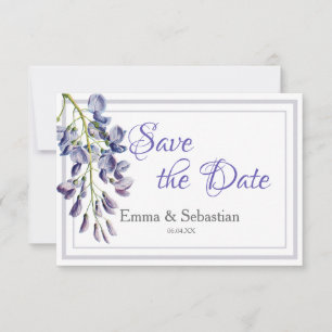 Reserve A Data Blue Wisteria Save the Date Card