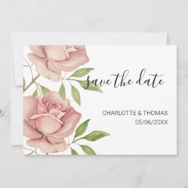 Reserve A Data Blush Artístico Aquarela Rosa Pintado à Mão