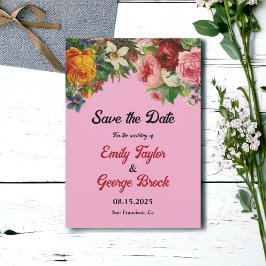 Reserve A Data Blush Bloom Colorful Rosas Elegante Casamento Flor