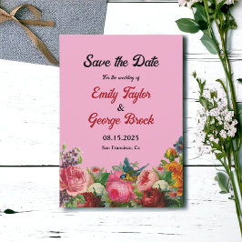 Reserve A Data Blush Bloom Colorful Rosas Romântica Casamento Flo