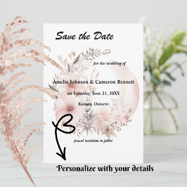 Reserve A Data Blush Boho Pampas Grass Salve a placa de data