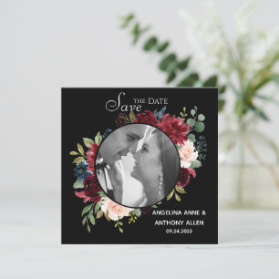 Reserve A Data Blush Burgundy Foto Floral Elegante Watercolor Sav