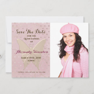Reserve A Data Blush Dourado Borboleta Quinceañera