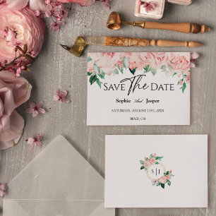 Reserve A Data Blush Floral Branco Sapato de Noiva Save The Date