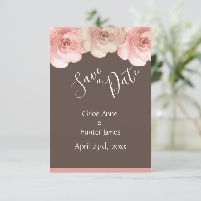 Reserve A Data Blush Floral Rosa Simple Salve a Data (Em pé/Frente)